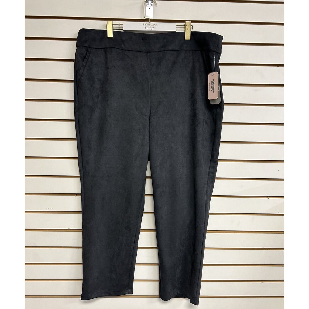 Allison Daley Pants Pull On Elastic Waist Suede Like Pockets Stretch Gray NEW 24